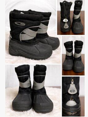 Champion Kids Winter Boots Black Insulated Snow Boots Waterproof Toddler